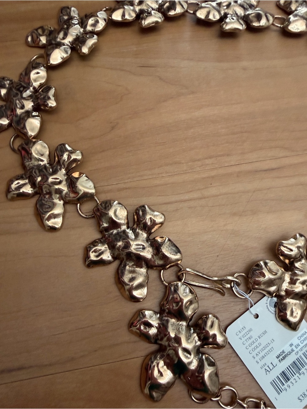 NWT Free People Gold Flowers Chain Belt - One Size